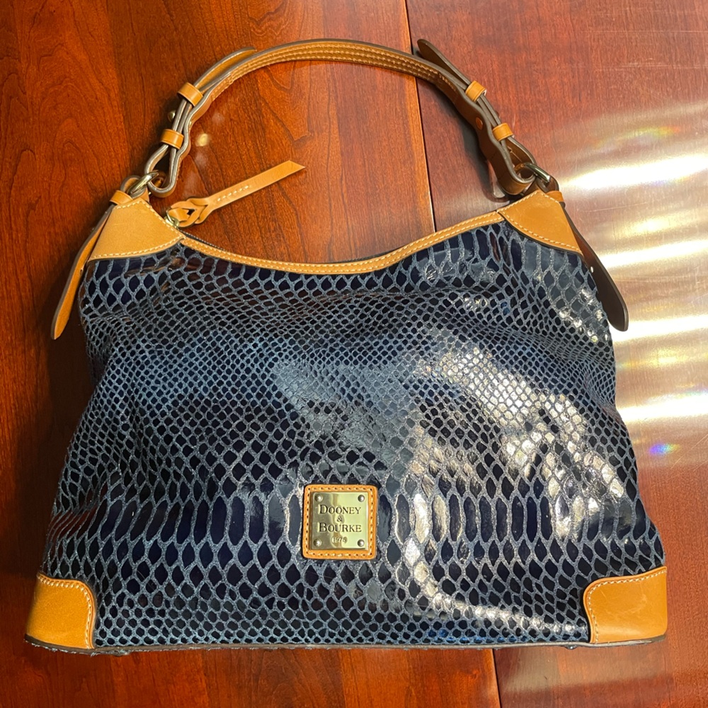 Dooney & Bourke Navy Blue and Tan Women's Bag